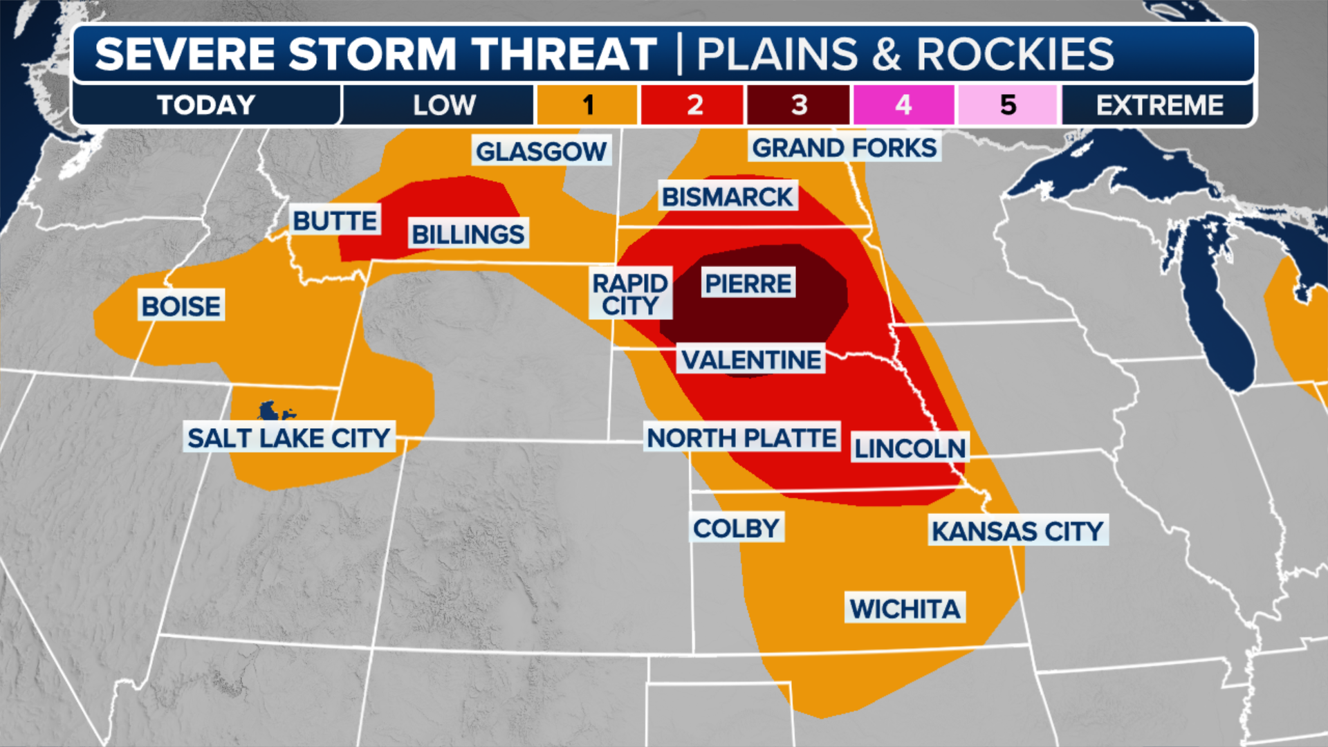 Severe storms move through Plains overnight with threat for 85mph